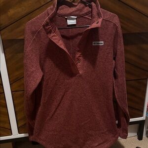 Columbia Maroon Button-Up Pullover